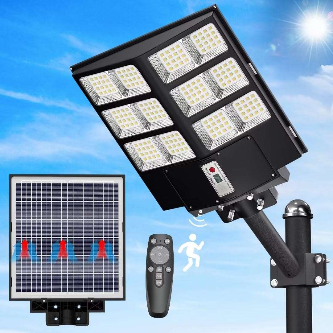 600W Luz Solar, IP67, con sensor de movimiento / 600W Solar Street Light, IP67 Waterproof, 6500K